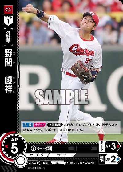 野間 峻祥(広島東洋カープ) 【TBP01-C18R】